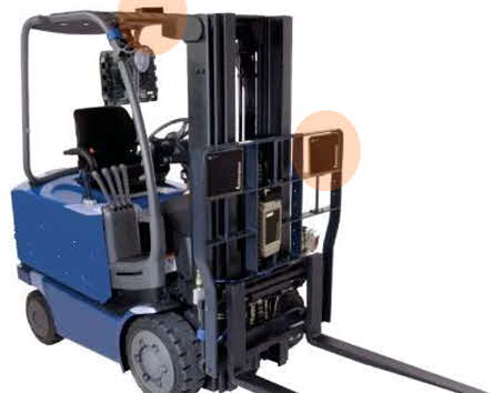 Forklift With RTLS Equipment (photo courtesy of Sky-Trax)