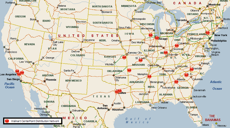 Walmart Locations California Map Walmart Distribution Center Network USA | MWPVL